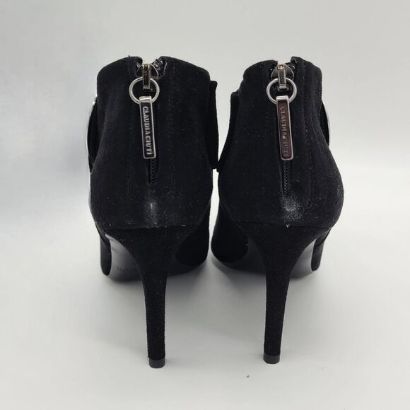 Claudia Ciuti NEW $495 Samoa Black Suede & Silver Stiletto Ankle Boots, Size 7.5 - Picture 7 of 12